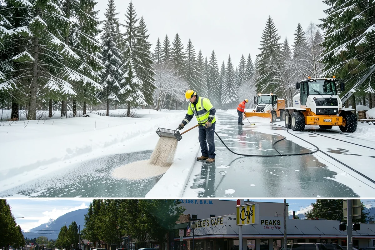 Handicap Parking Clearing in North Bend, King County, WA - Cleared before business hours after each snow event across the winter season.