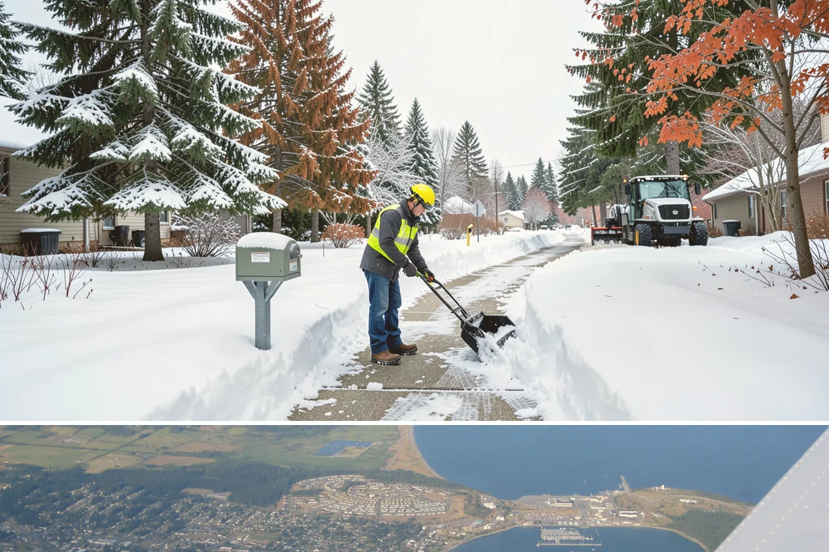 Handicap Parking Clearing in Oak Harbor, Island County, WA - Cleared before business hours after each snow event across the winter season.