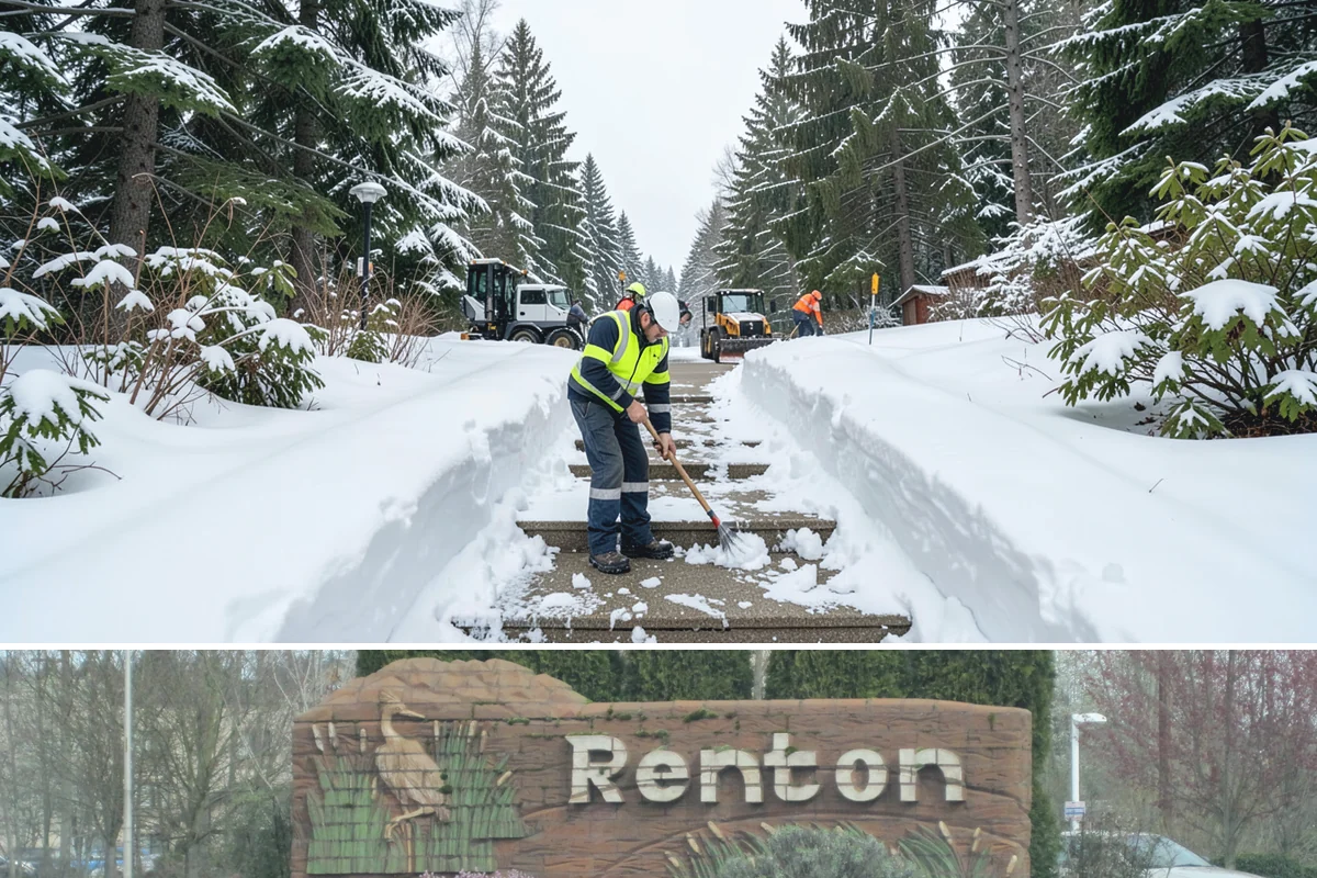 Handicap Parking Clearing in Renton, King County, WA - Cleared before business hours after each snow event across the winter season.