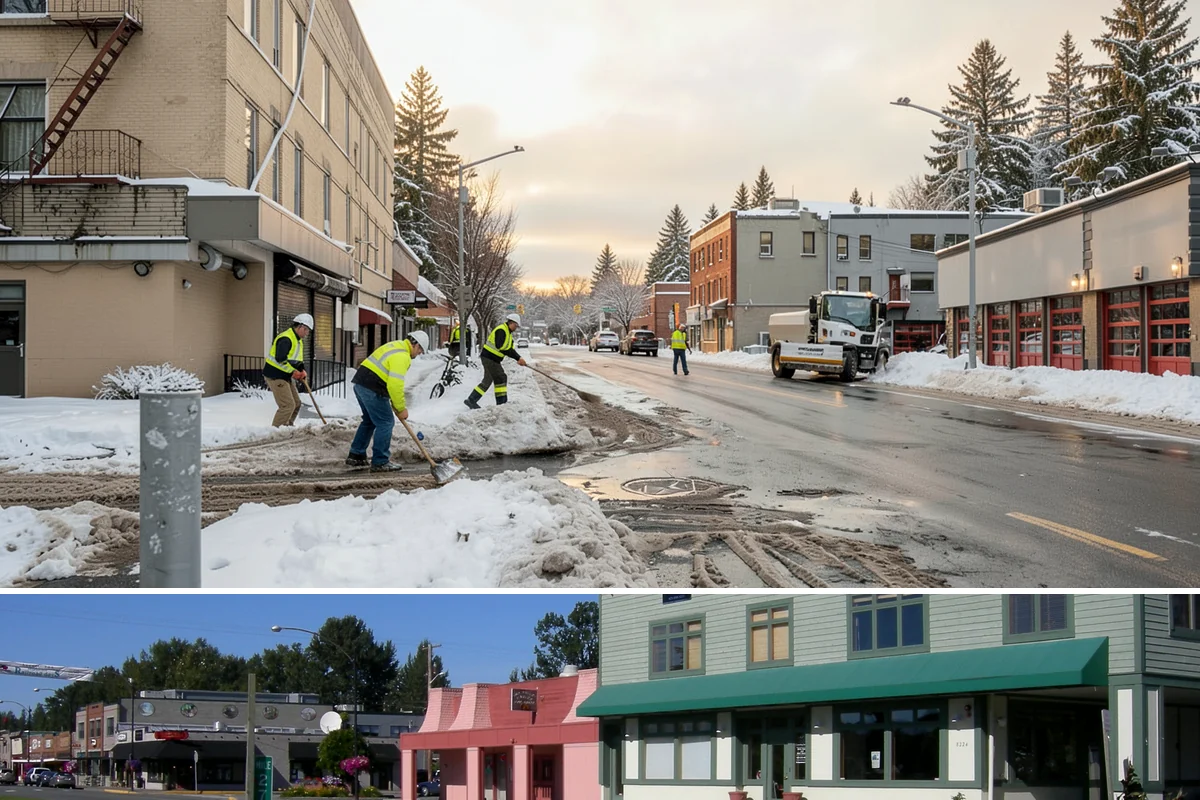 Handicap Parking Clearing in Snoqualmie, King County, WA - Cleared before business hours after each snow event across the winter season.