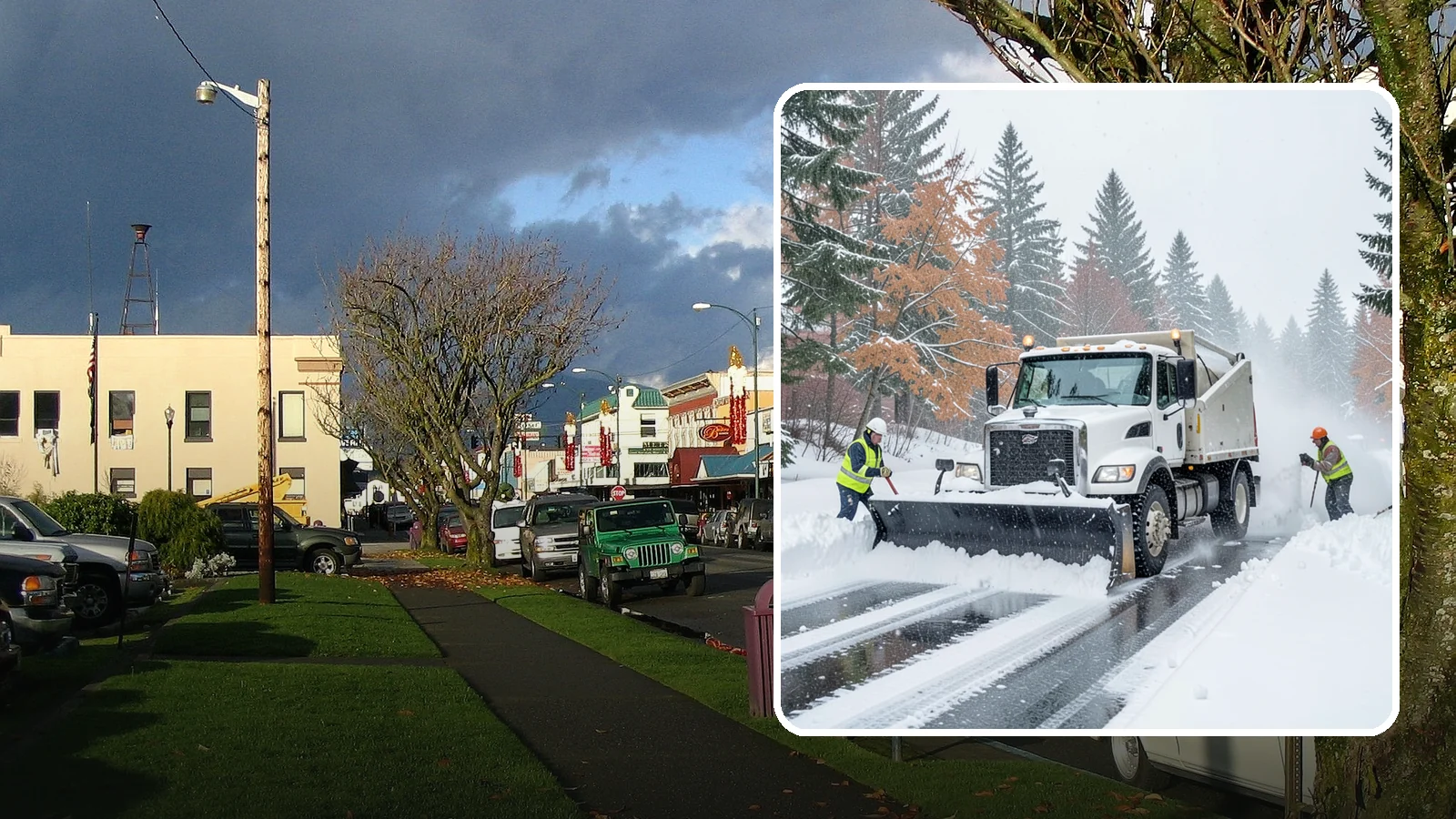 Heavy Snowfall Removal in Arlington, Snohomish County, WA - When a heavy, wet Cascade snowfall piles up fast, our equipment handles the load your shovel cannot.