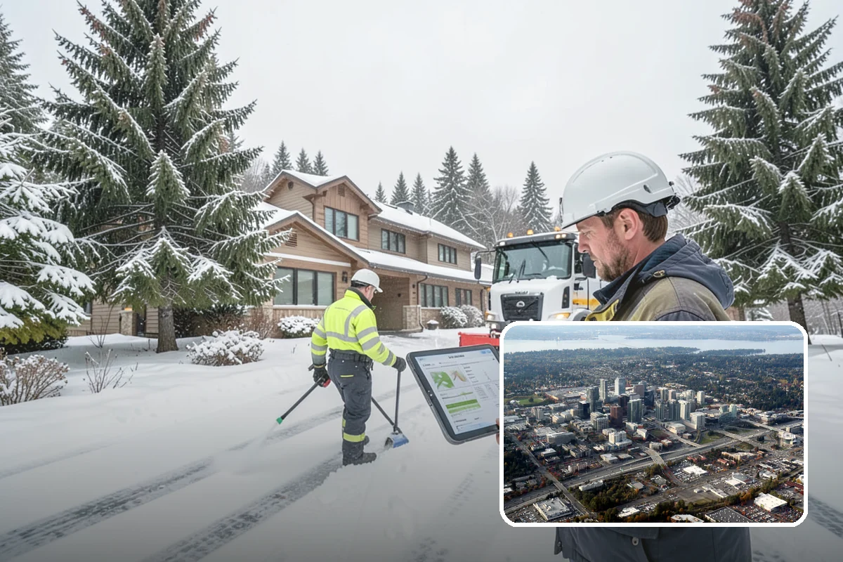 Heavy Snowfall Removal in Bellevue, King County, WA - Equipment matched to dense, wet regional snow