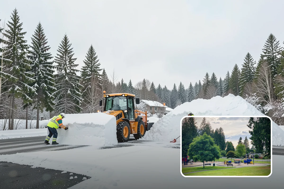 Heavy Snowfall Removal in Bonney Lake, Pierce County, WA - Equipment matched to dense, wet regional snow