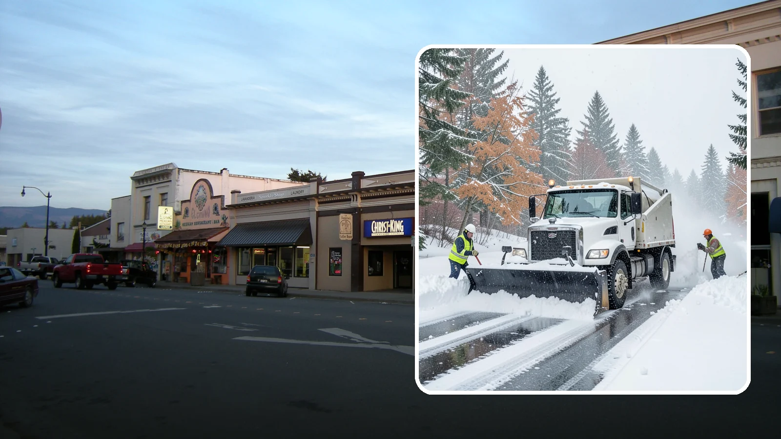 Heavy Snowfall Removal in Burlington, Skagit County, WA - When a heavy, wet Cascade snowfall piles up fast, our equipment handles the load your shovel cannot.