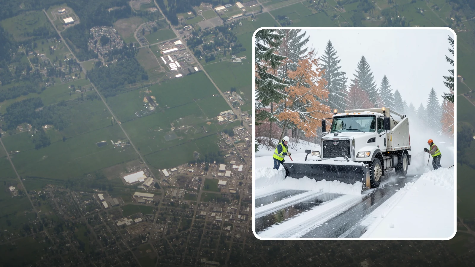 Heavy Snowfall Removal in Enumclaw, King County, WA - When a heavy, wet Cascade snowfall piles up fast, our equipment handles the load your shovel cannot.