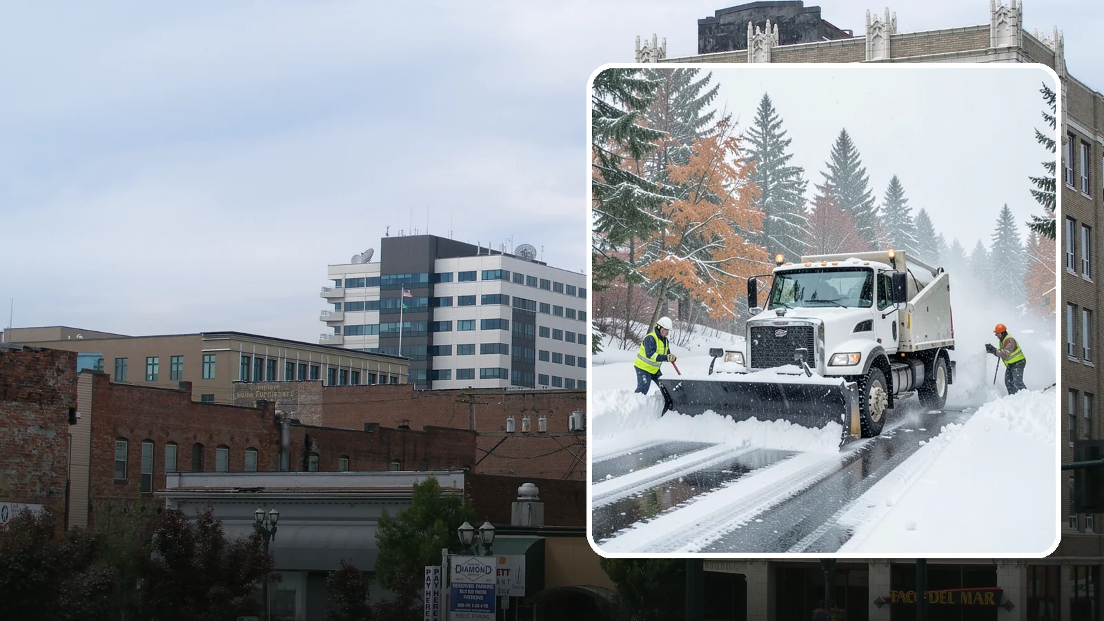 Heavy Snowfall Removal in Everett, Snohomish County, WA - When a heavy, wet Cascade snowfall piles up fast, our equipment handles the load your shovel cannot.