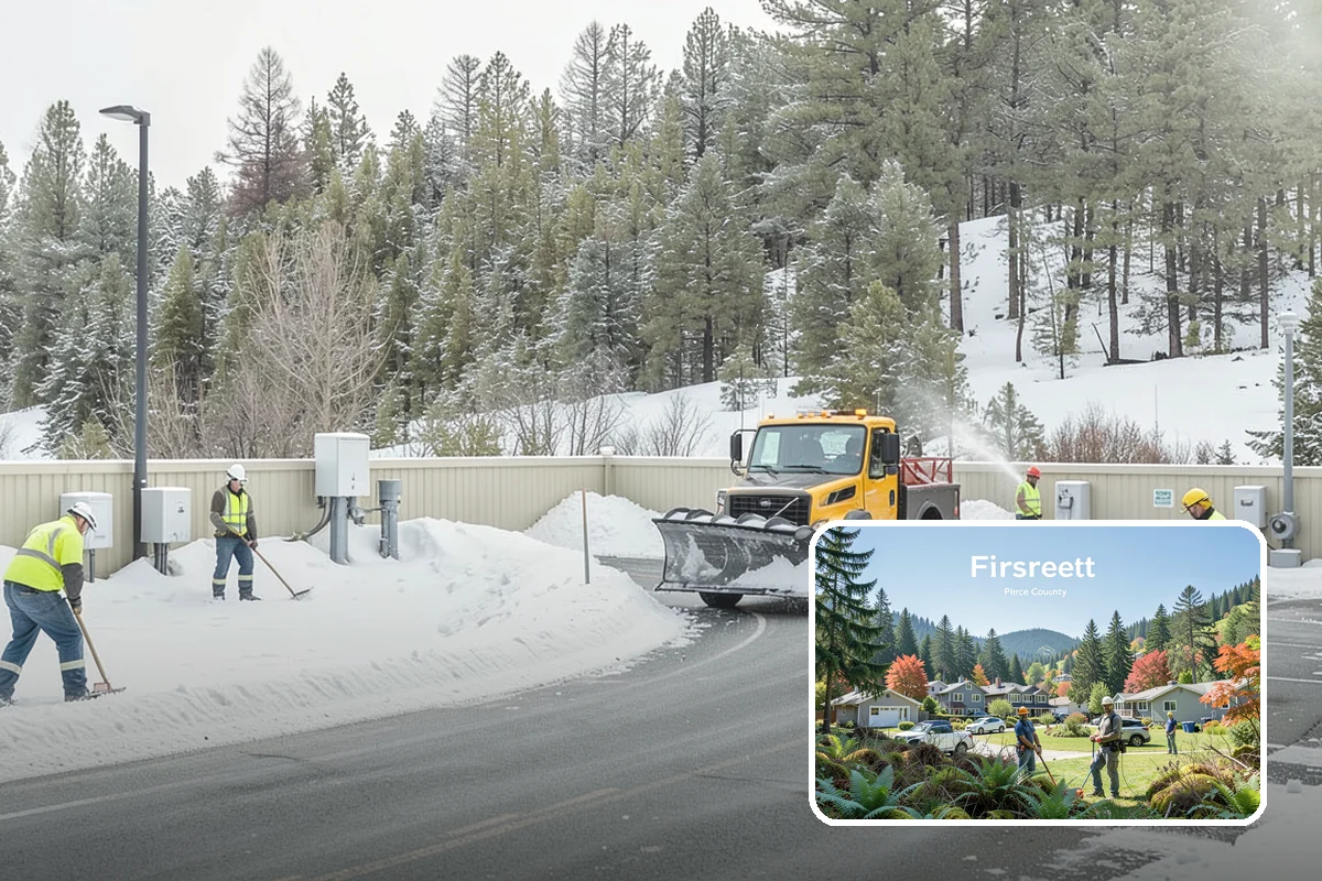 Heavy Snowfall Removal in Fircrest, Pierce County, WA - Equipment matched to dense, wet regional snow