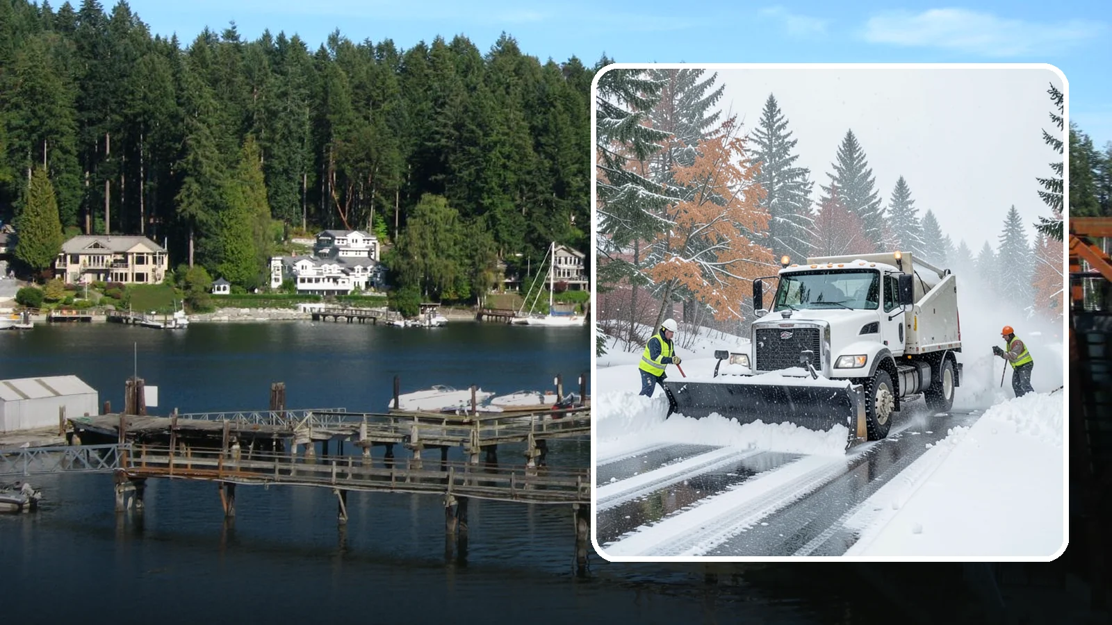 Heavy Snowfall Removal in Gig Harbor, Pierce County, WA - When a heavy, wet Cascade snowfall piles up fast, our equipment handles the load your shovel cannot.