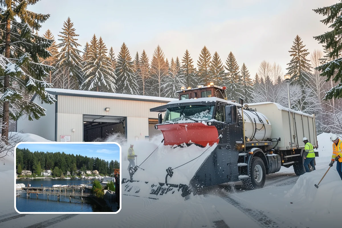 Heavy Snowfall Removal in Gig Harbor, Pierce County, WA - Equipment matched to dense, wet regional snow