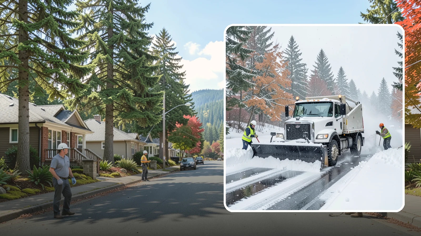 Heavy Snowfall Removal in Hunts Point, King County, WA - When a heavy, wet Cascade snowfall piles up fast, our equipment handles the load your shovel cannot.