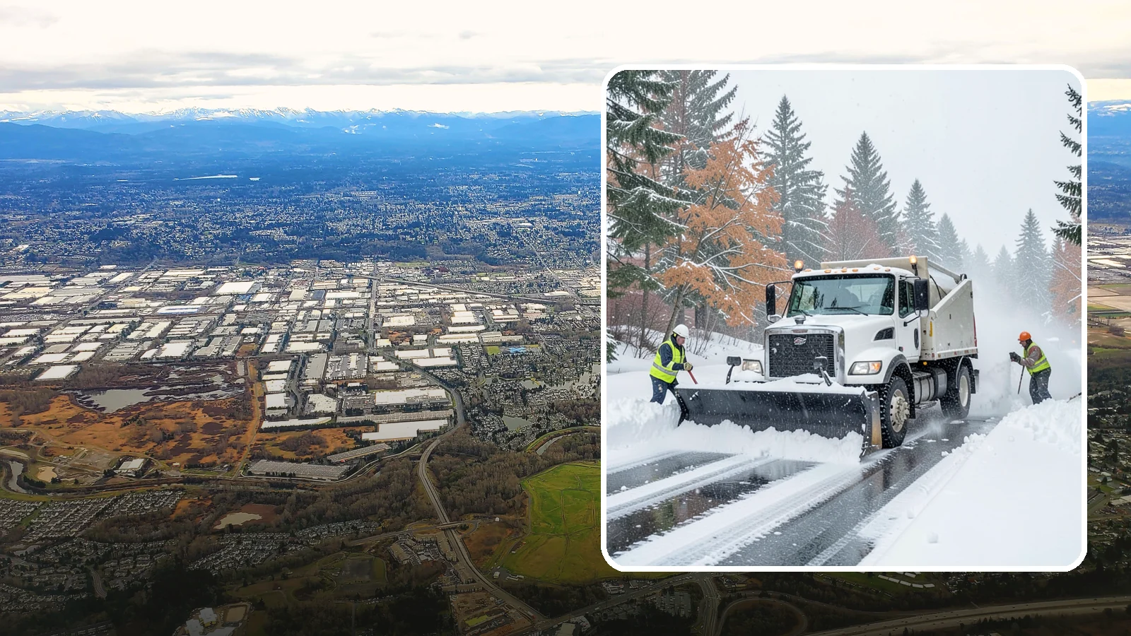 Heavy Snowfall Removal in Kent, King County, WA - When a heavy, wet Cascade snowfall piles up fast, our equipment handles the load your shovel cannot.