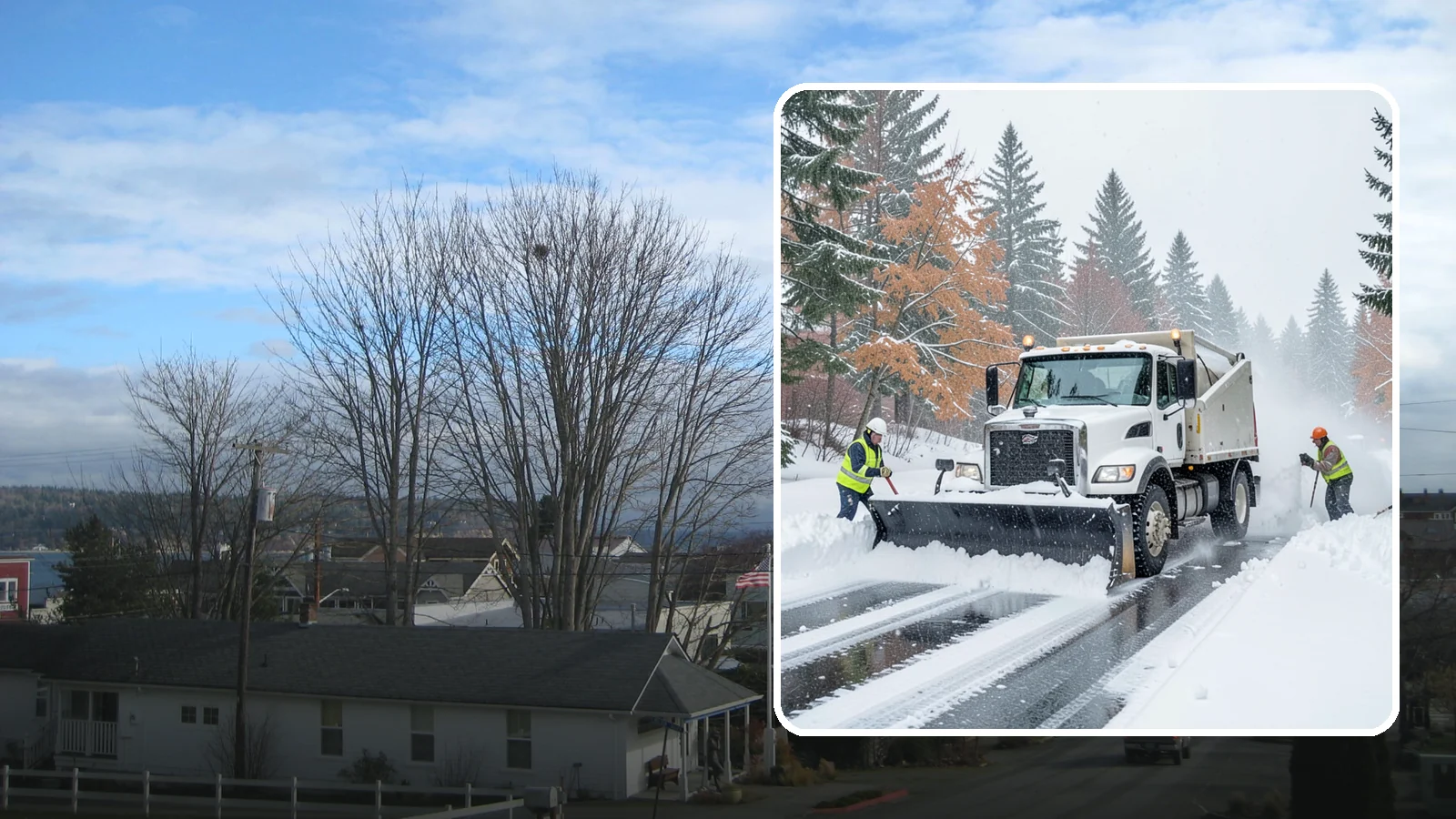 Heavy Snowfall Removal in Langley, Island County, WA - When a heavy, wet Cascade snowfall piles up fast, our equipment handles the load your shovel cannot.