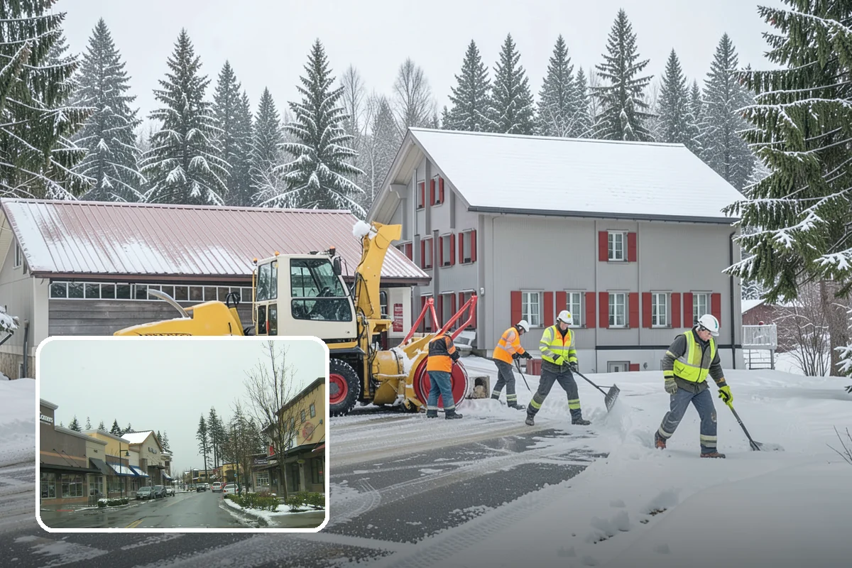 Heavy Snowfall Removal in Mill Creek, Snohomish County, WA - Equipment matched to dense, wet regional snow