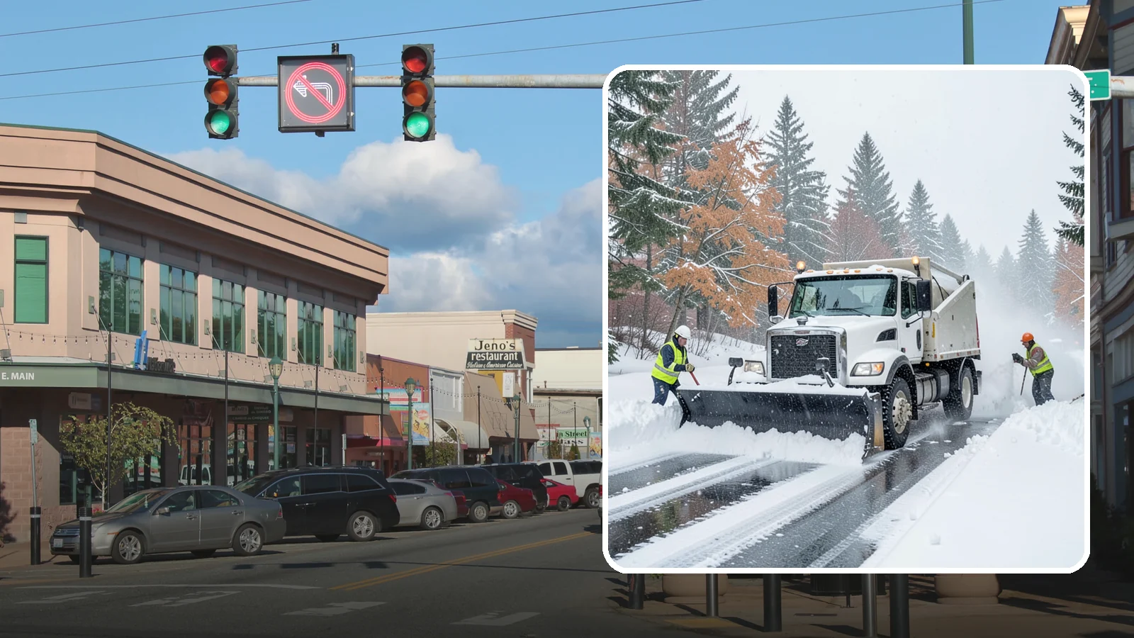 Heavy Snowfall Removal in Monroe, Snohomish County, WA - When a heavy, wet Cascade snowfall piles up fast, our equipment handles the load your shovel cannot.
