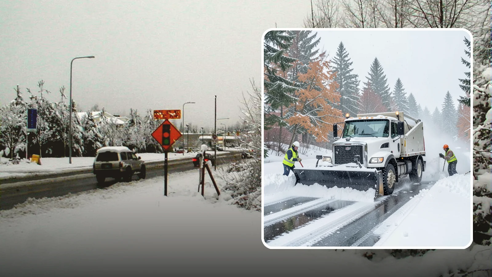 Heavy Snowfall Removal in Newcastle, King County, WA - When a heavy, wet Cascade snowfall piles up fast, our equipment handles the load your shovel cannot.