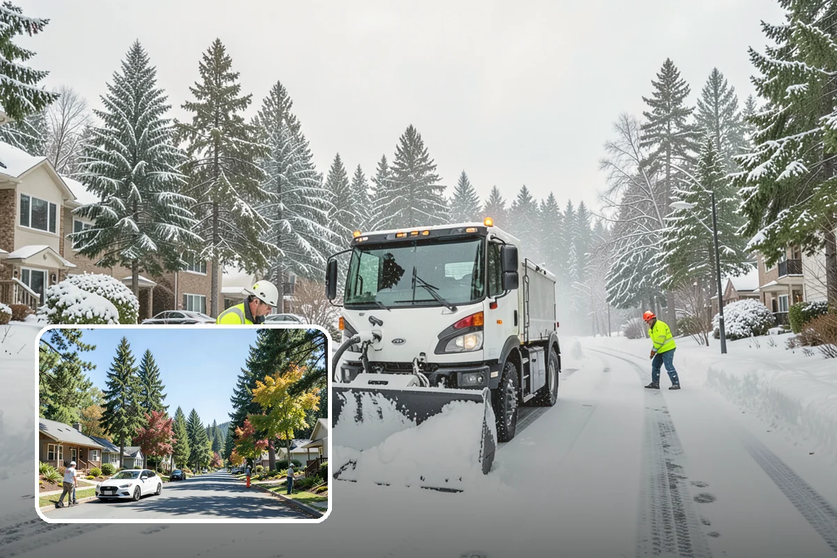 Heavy Snowfall Removal in Orting, Pierce County, WA - Equipment matched to dense, wet regional snow