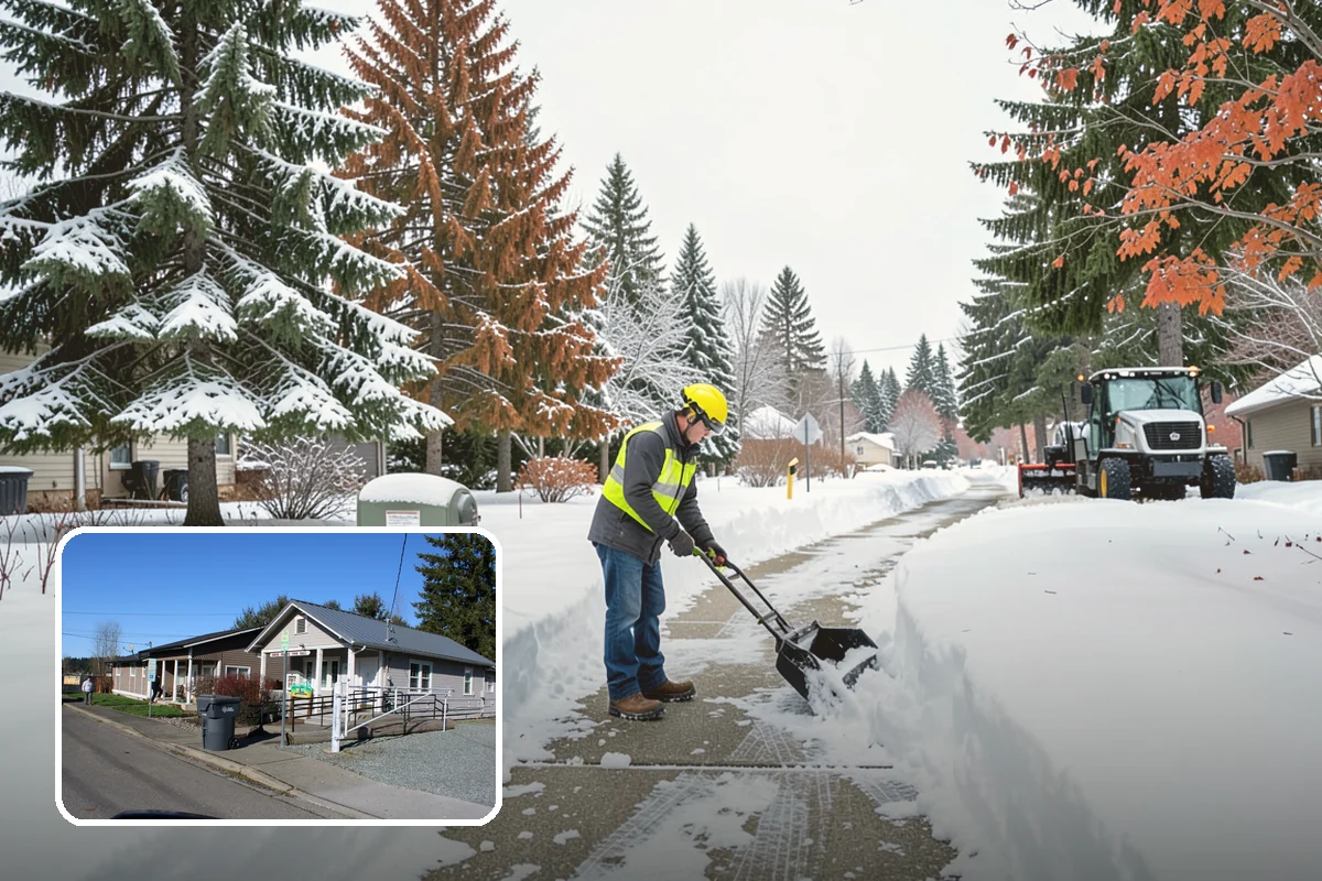 Heavy Snowfall Removal in South Prairie, Pierce County, WA - Equipment matched to dense, wet regional snow
