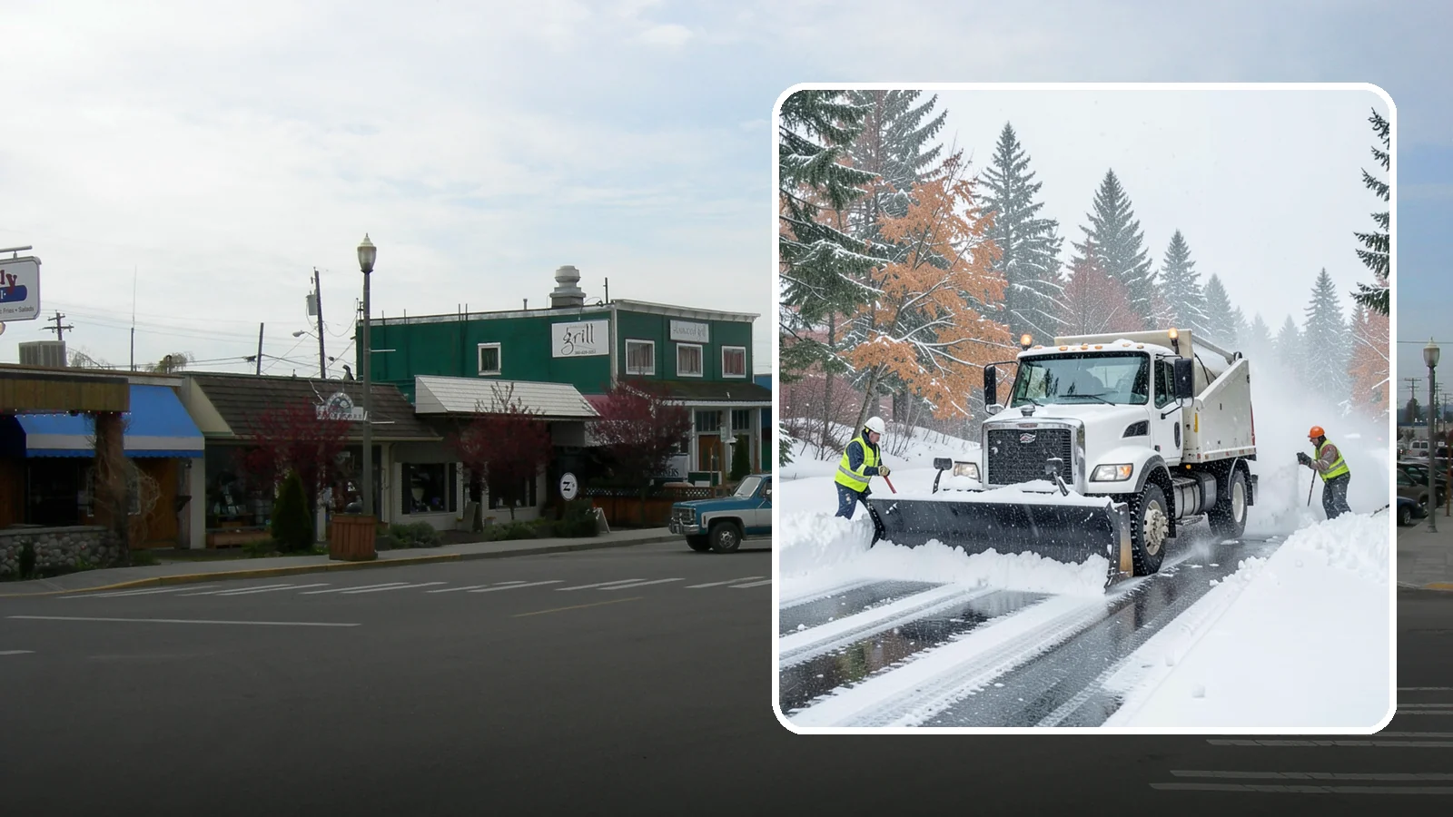 Heavy Snowfall Removal in Stanwood, Snohomish County, WA - When a heavy, wet Cascade snowfall piles up fast, our equipment handles the load your shovel cannot.