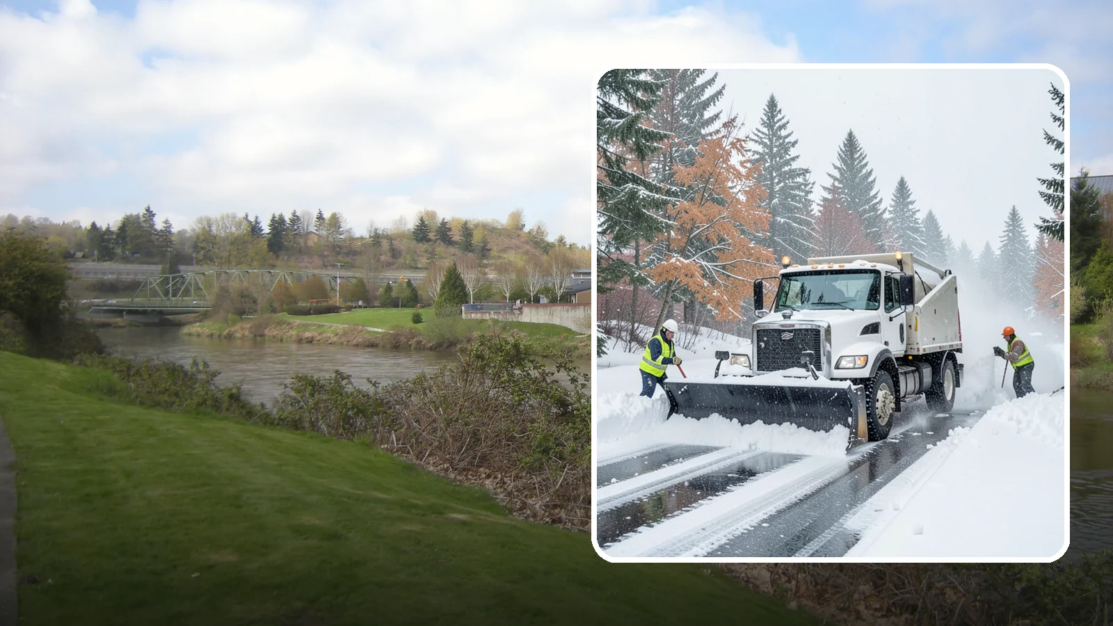 Heavy Snowfall Removal in Tukwila, King County, WA - When a heavy, wet Cascade snowfall piles up fast, our equipment handles the load your shovel cannot.