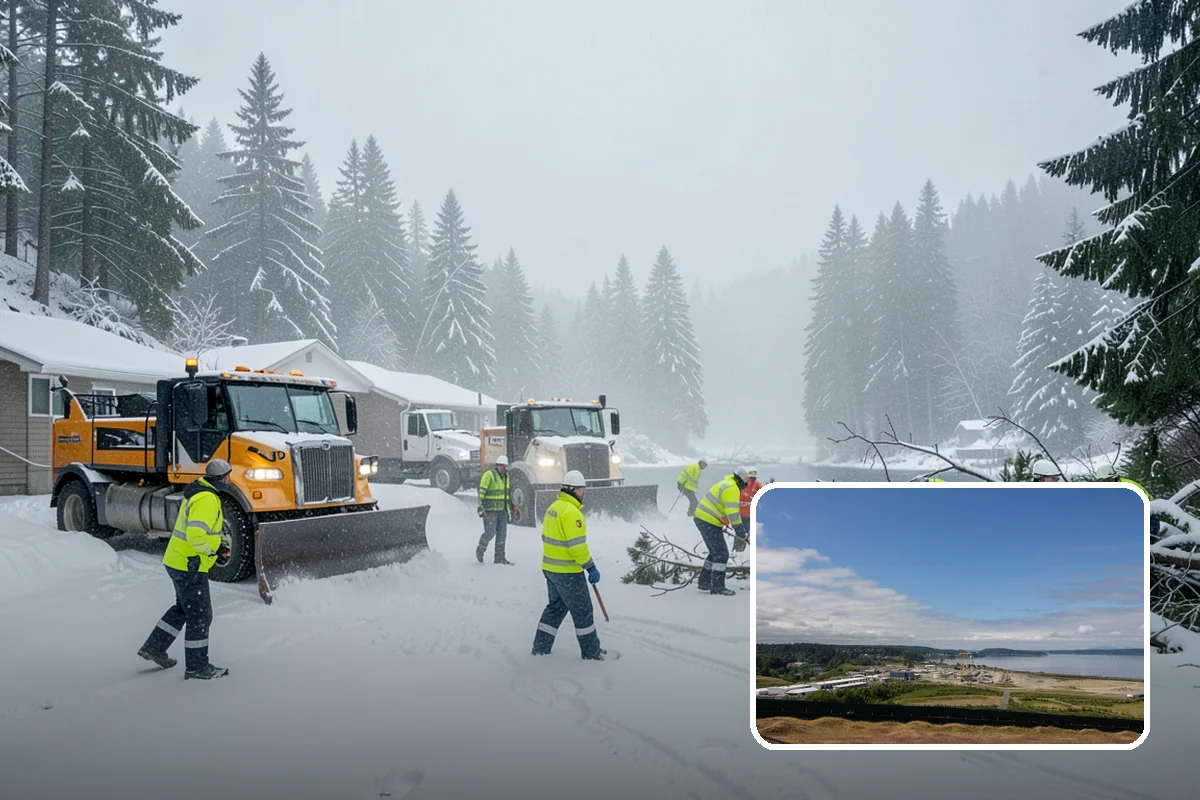 Heavy Snowfall Removal in University Place, Pierce County, WA - Equipment matched to dense, wet regional snow