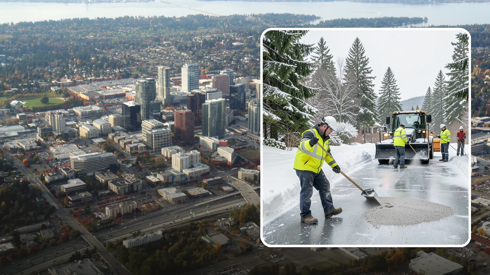 HOA Deicing in Bellevue, King County, WA - Community-wide deicing for homeowner associations, protecting shared roads, mailbox kiosks, and clubhouse walks from the glaze...
