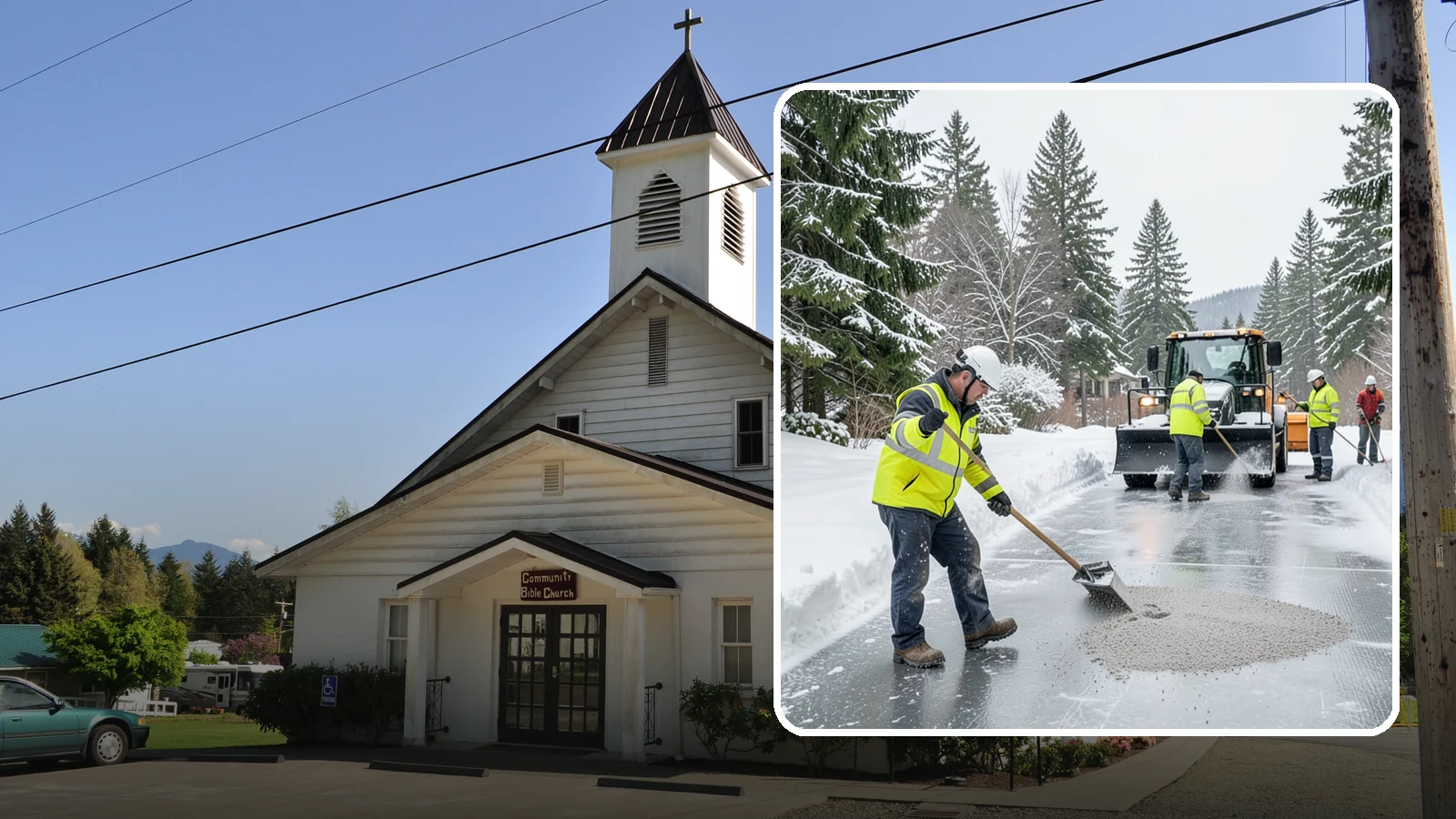 HOA Deicing in Concrete, Skagit County, WA - Community-wide deicing for homeowner associations, protecting shared roads, mailbox kiosks, and clubhouse walks from the glaze...