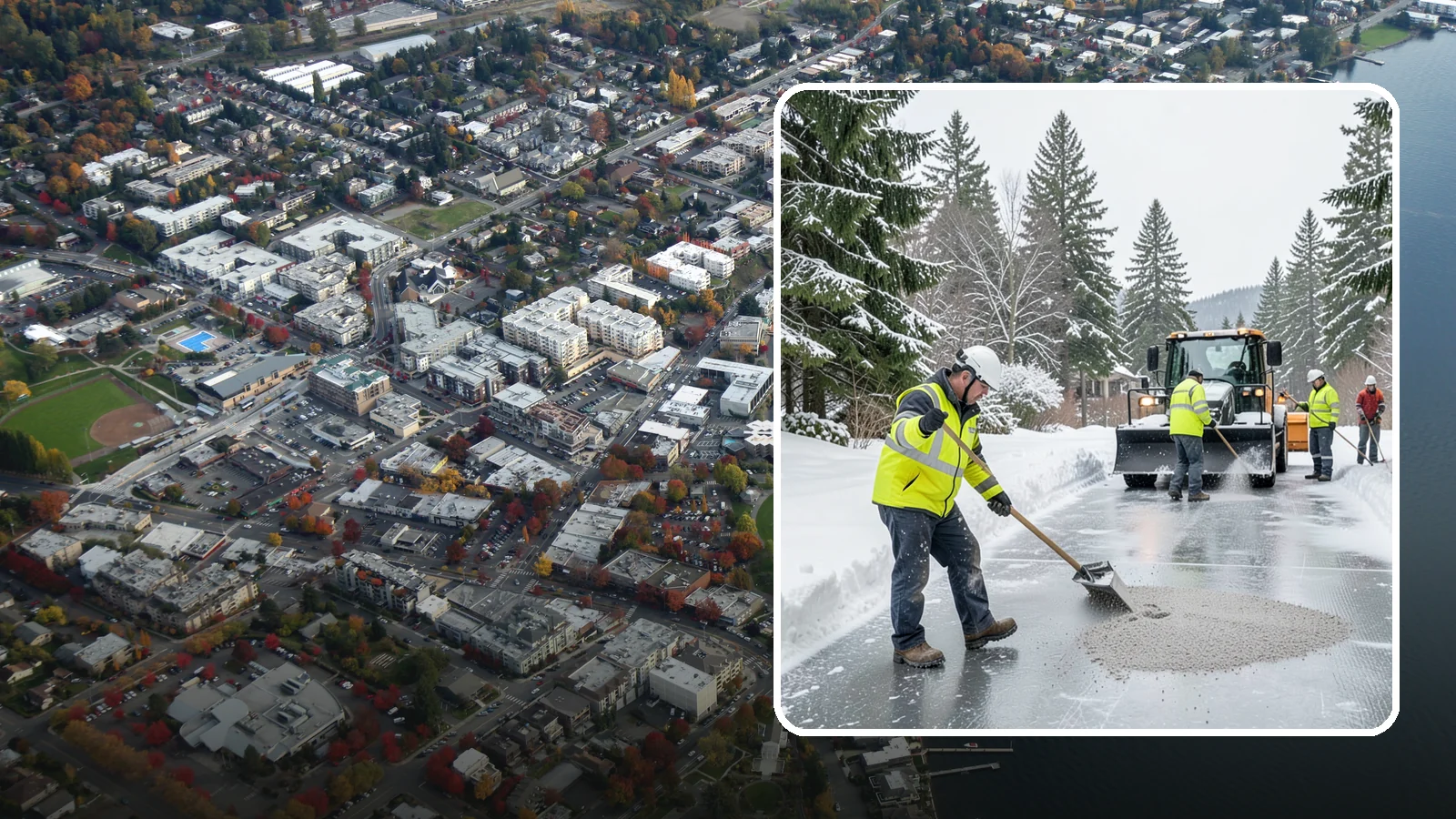 HOA Deicing in Kirkland, King County, WA - Community-wide deicing for homeowner associations, protecting shared roads, mailbox kiosks, and clubhouse walks from the glaze...