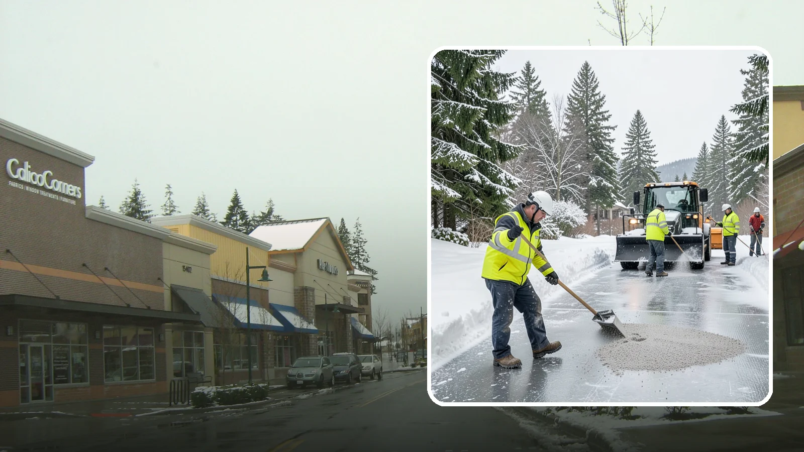 HOA Deicing in Mill Creek, Snohomish County, WA - Community-wide deicing for homeowner associations, protecting shared roads, mailbox kiosks, and clubhouse walks from the glaze...
