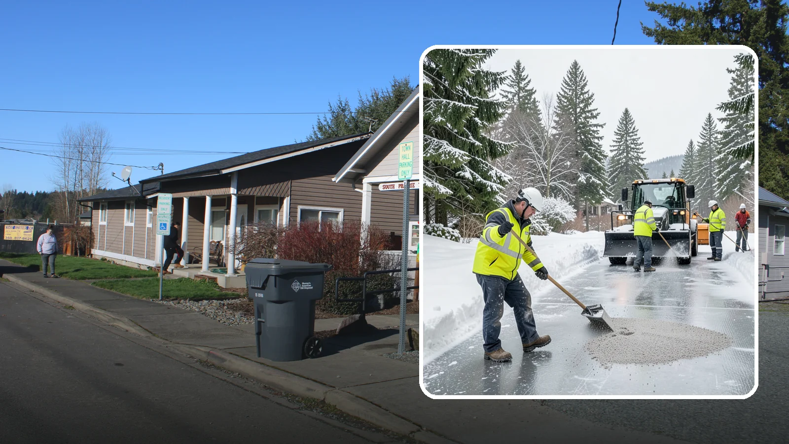 HOA Deicing in South Prairie, Pierce County, WA - Community-wide deicing for homeowner associations, protecting shared roads, mailbox kiosks, and clubhouse walks from the glaze...
