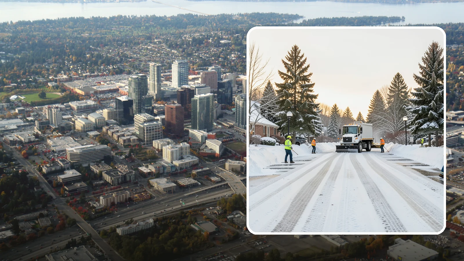 HOA Parking Lot Snow Removal in Bellevue, King County, WA - We service shared HOA community lots on a documented contract that protects the board from Western Washington winter liability.