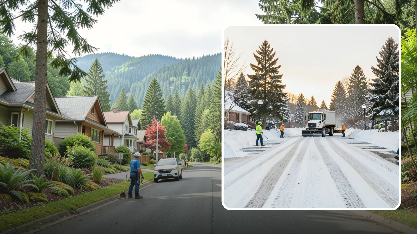 HOA Parking Lot Snow Removal in Darrington, Snohomish County, WA - We service shared HOA community lots on a documented contract that protects the board from Western Washington winter liability.