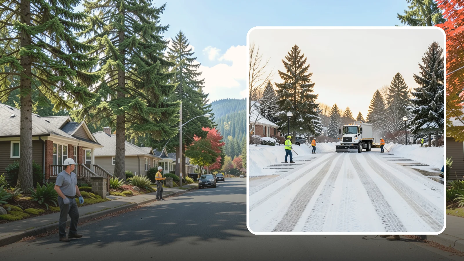 HOA Parking Lot Snow Removal in Hunts Point, King County, WA - We service shared HOA community lots on a documented contract that protects the board from Western Washington winter liability.