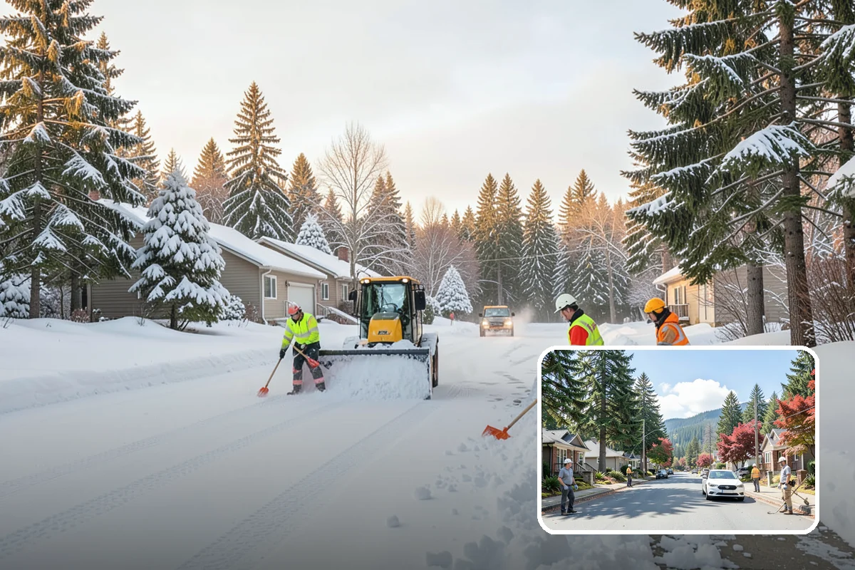 HOA Parking Lot Snow Removal in Hunts Point, King County, WA - Board liability is reduced with a documented, trigger-based service record