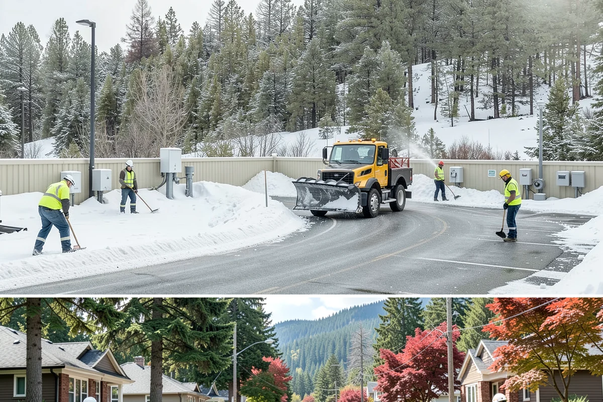HOA Parking Lot Snow Removal in Hunts Point, King County, WA - HOA lots in Western Washington face the greatest snow demand from December into early February, aligning with peak overnight...