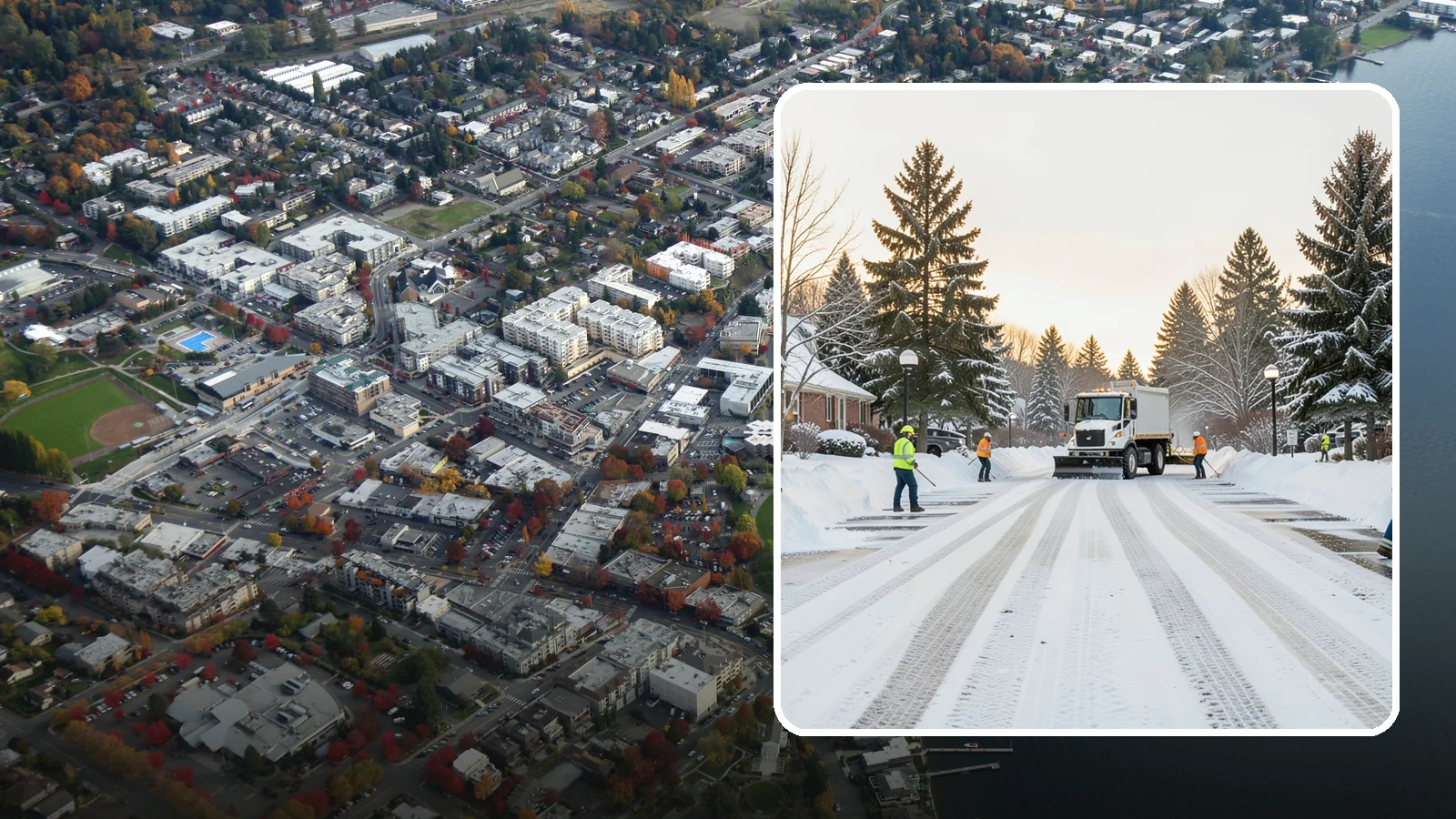 HOA Parking Lot Snow Removal in Kirkland, King County, WA - We service shared HOA community lots on a documented contract that protects the board from Western Washington winter liability.