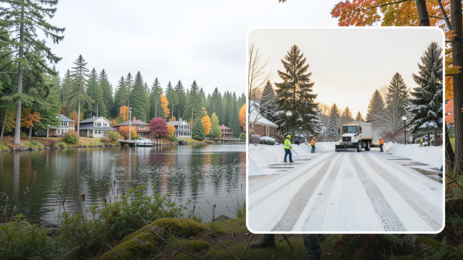 HOA Parking Lot Snow Removal in La Conner, Skagit County, WA - We service shared HOA community lots on a documented contract that protects the board from Western Washington winter liability.