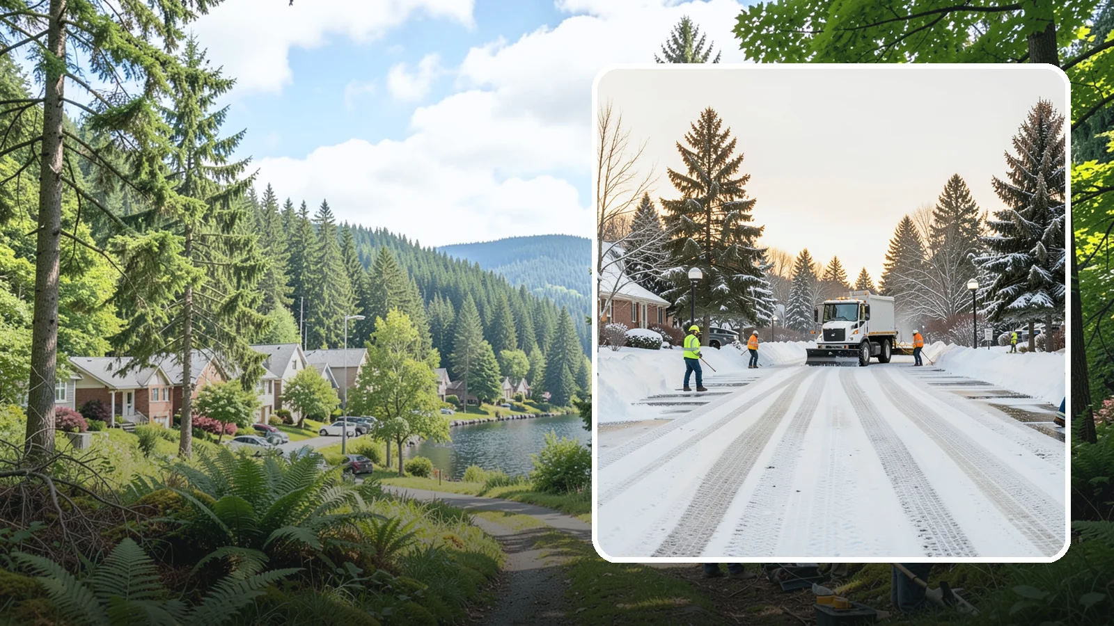 HOA Parking Lot Snow Removal in Lake Forest Park, King County, WA - We service shared HOA community lots on a documented contract that protects the board from Western Washington winter liability.