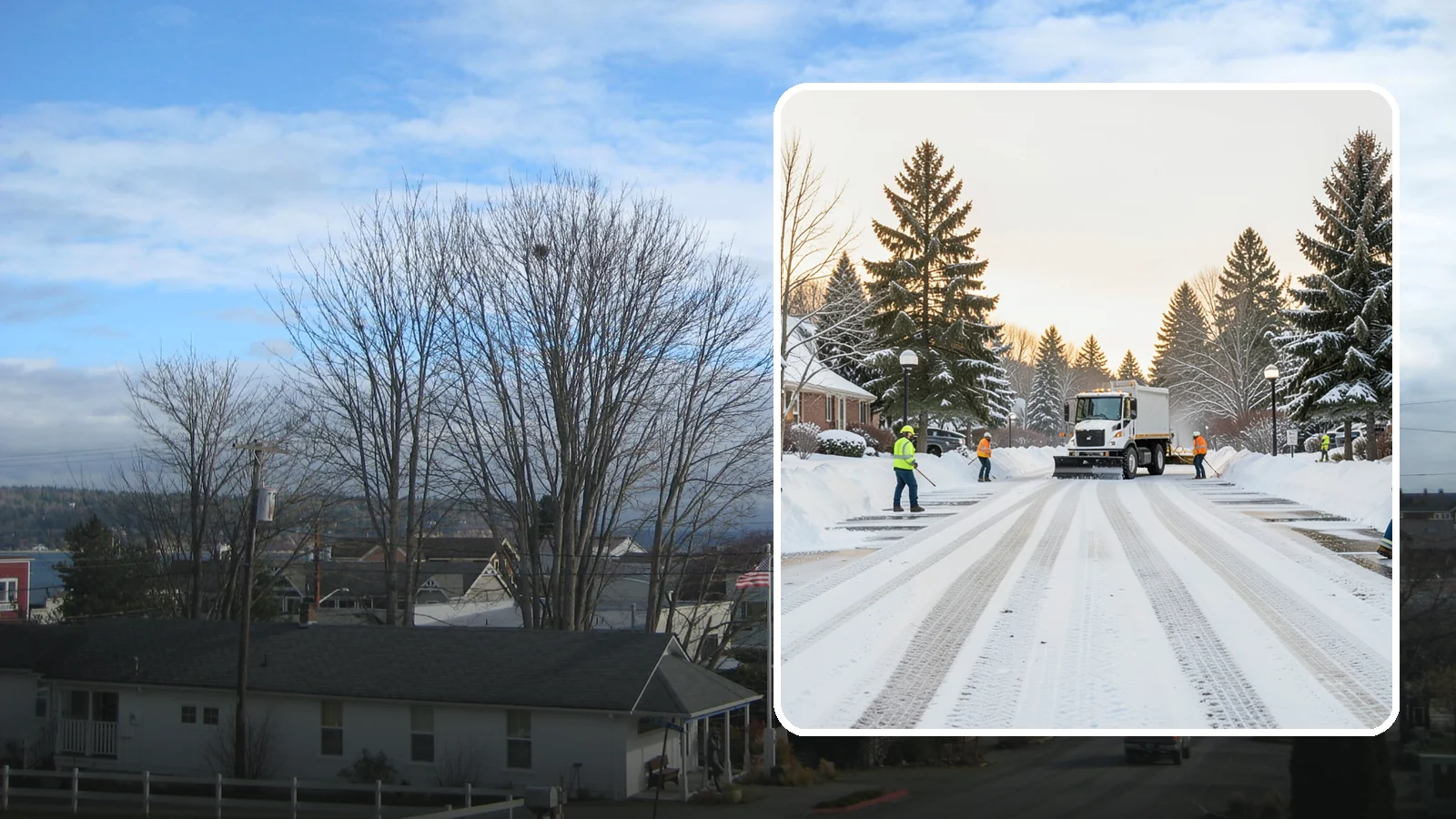 HOA Parking Lot Snow Removal in Langley, Island County, WA - We service shared HOA community lots on a documented contract that protects the board from Western Washington winter liability.