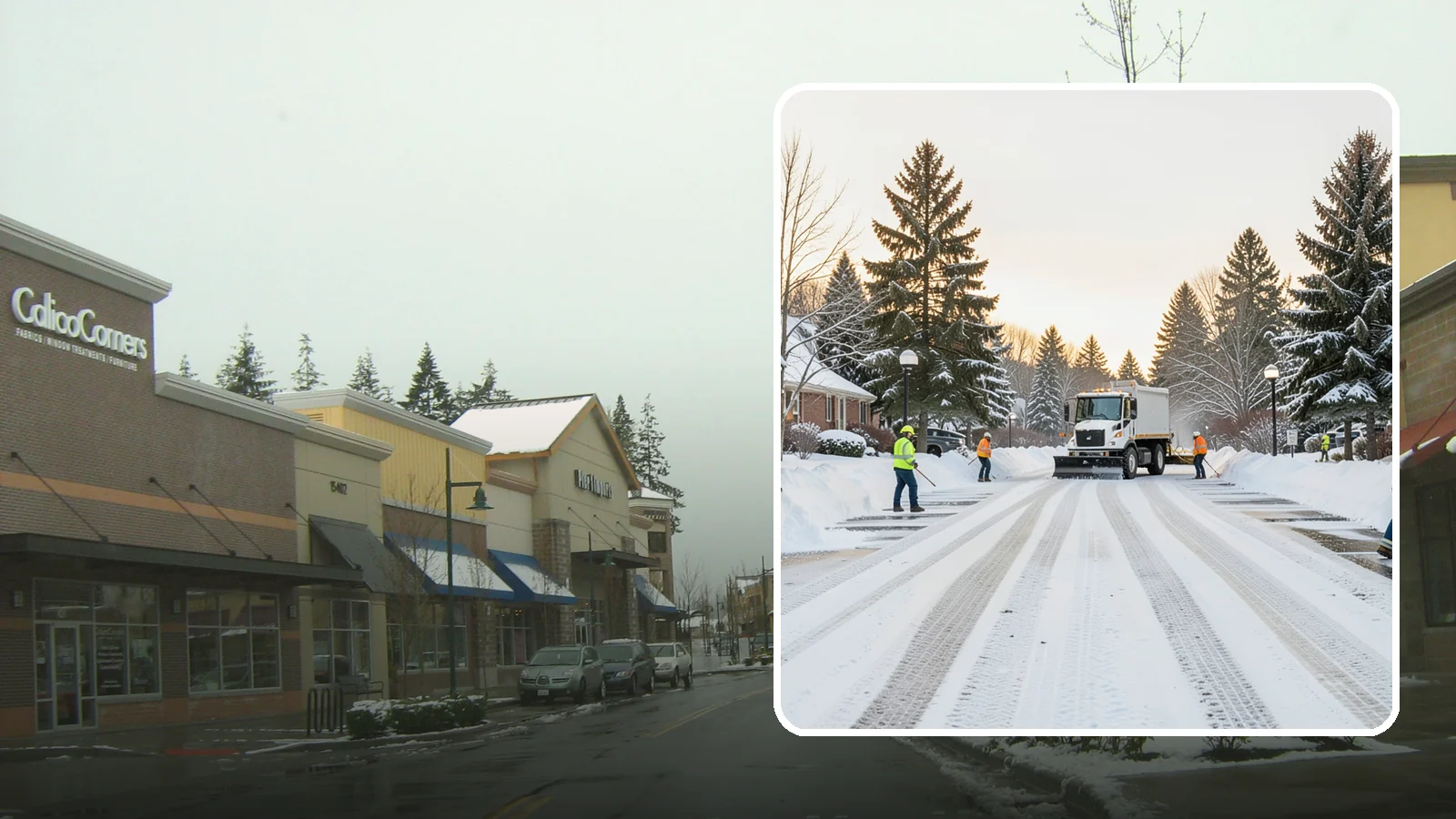 HOA Parking Lot Snow Removal in Mill Creek, Snohomish County, WA - We service shared HOA community lots on a documented contract that protects the board from Western Washington winter liability.
