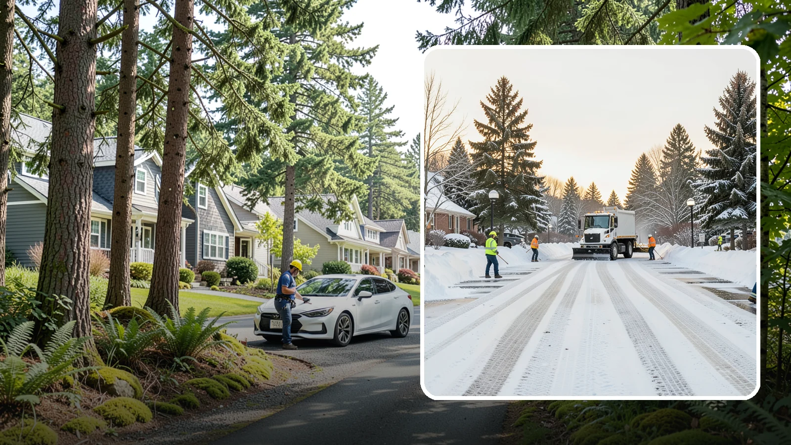 HOA Parking Lot Snow Removal in Normandy Park, King County, WA - We service shared HOA community lots on a documented contract that protects the board from Western Washington winter liability.