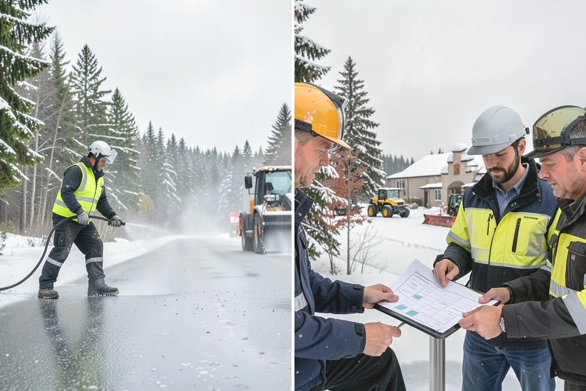 HOA Parking Lot Snow Removal in Steilacoom, Pierce County, WA - Review the association map, trigger depth, and problem areas with the board
