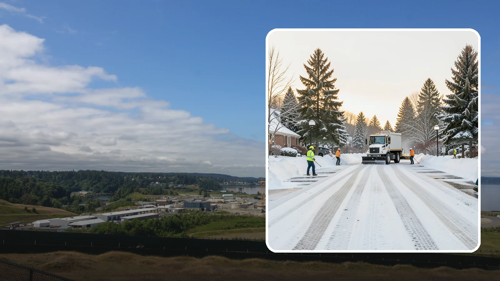 HOA Parking Lot Snow Removal in University Place, Pierce County, WA - We service shared HOA community lots on a documented contract that protects the board from Western Washington winter liability.