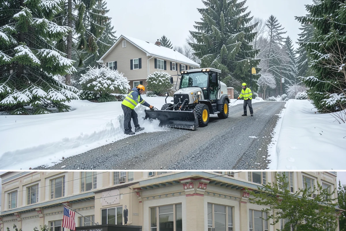 HOA Sidewalk Clearing in Anacortes, Skagit County, WA - HOA sidewalk clearing runs after each snowfall through the winter season.