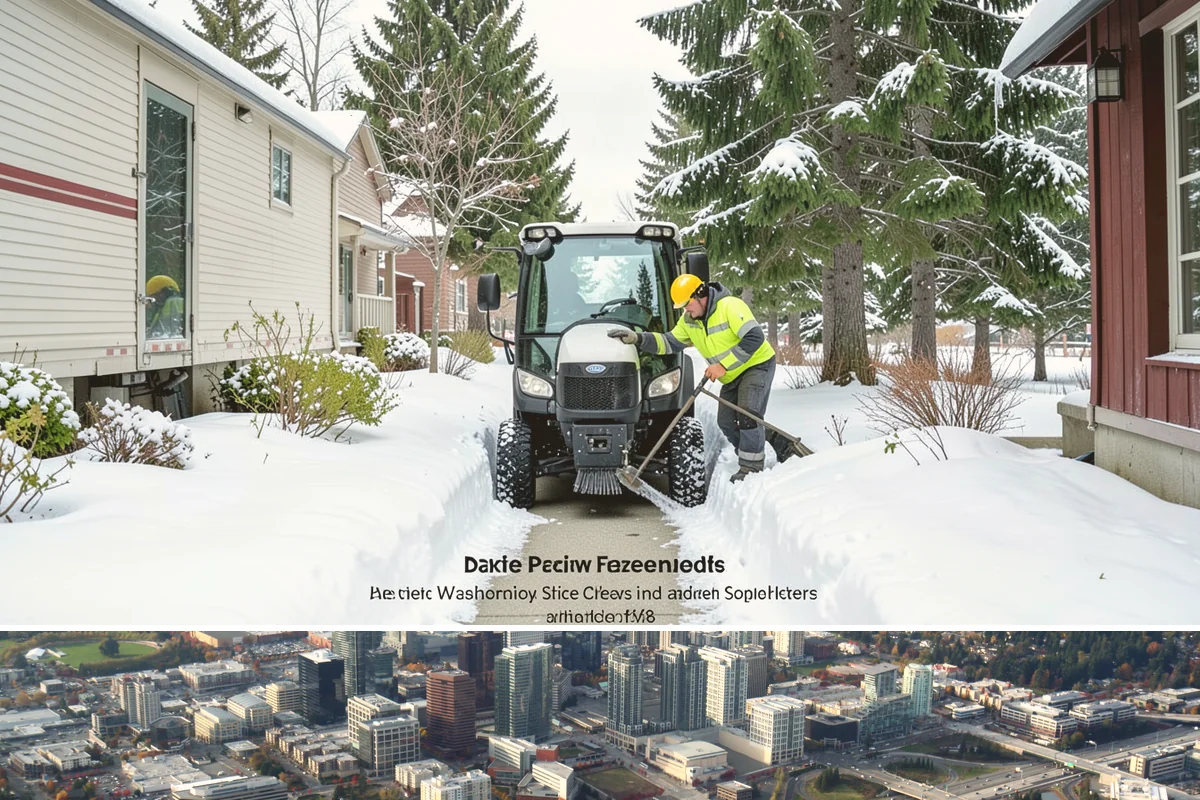 HOA Sidewalk Clearing in Bellevue, King County, WA - HOA sidewalk clearing runs after each snowfall through the winter season.