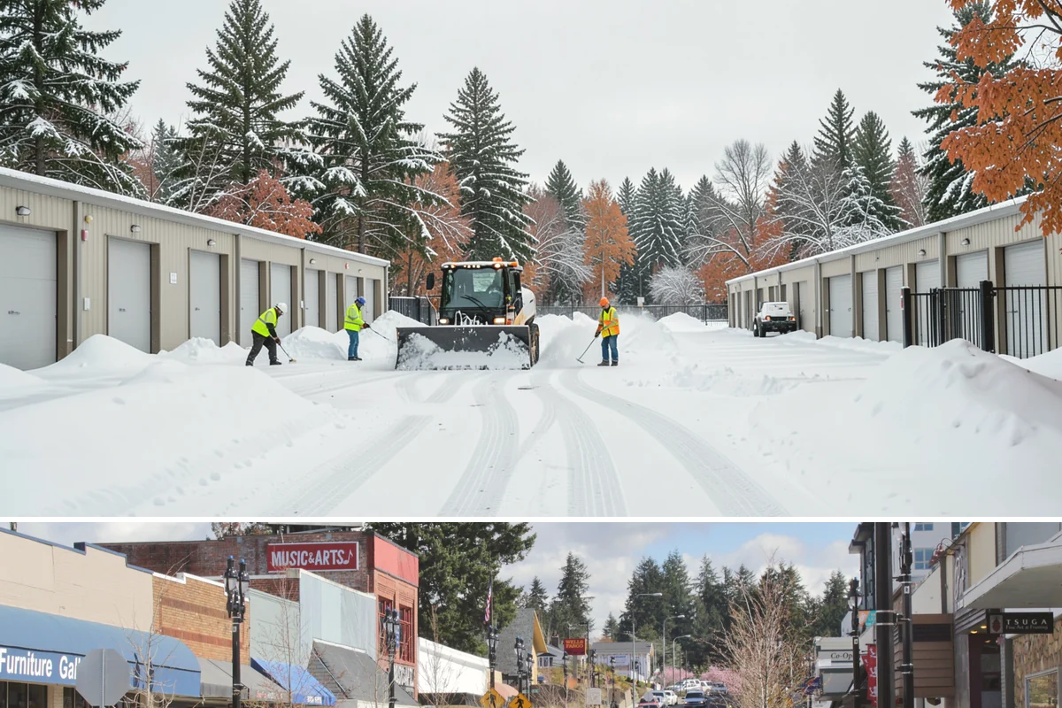 HOA Sidewalk Clearing in Bothell, King County, WA - HOA sidewalk clearing runs after each snowfall through the winter season.