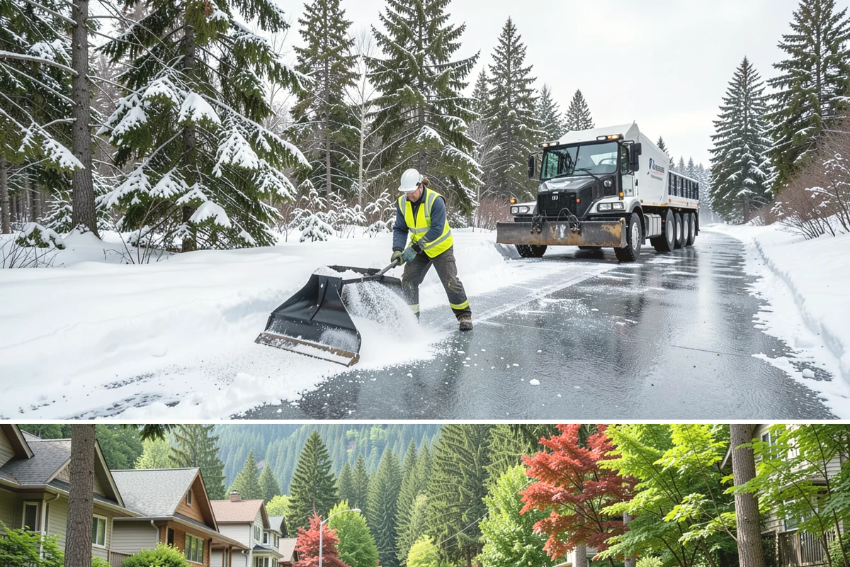 HOA Sidewalk Clearing in Darrington, Snohomish County, WA - HOA sidewalk clearing runs after each snowfall through the winter season.