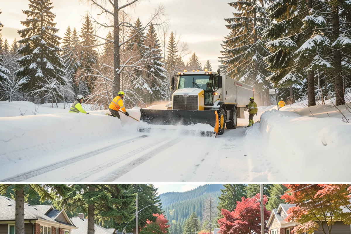 HOA Sidewalk Clearing in Hunts Point, King County, WA - HOA sidewalk clearing runs after each snowfall through the winter season.
