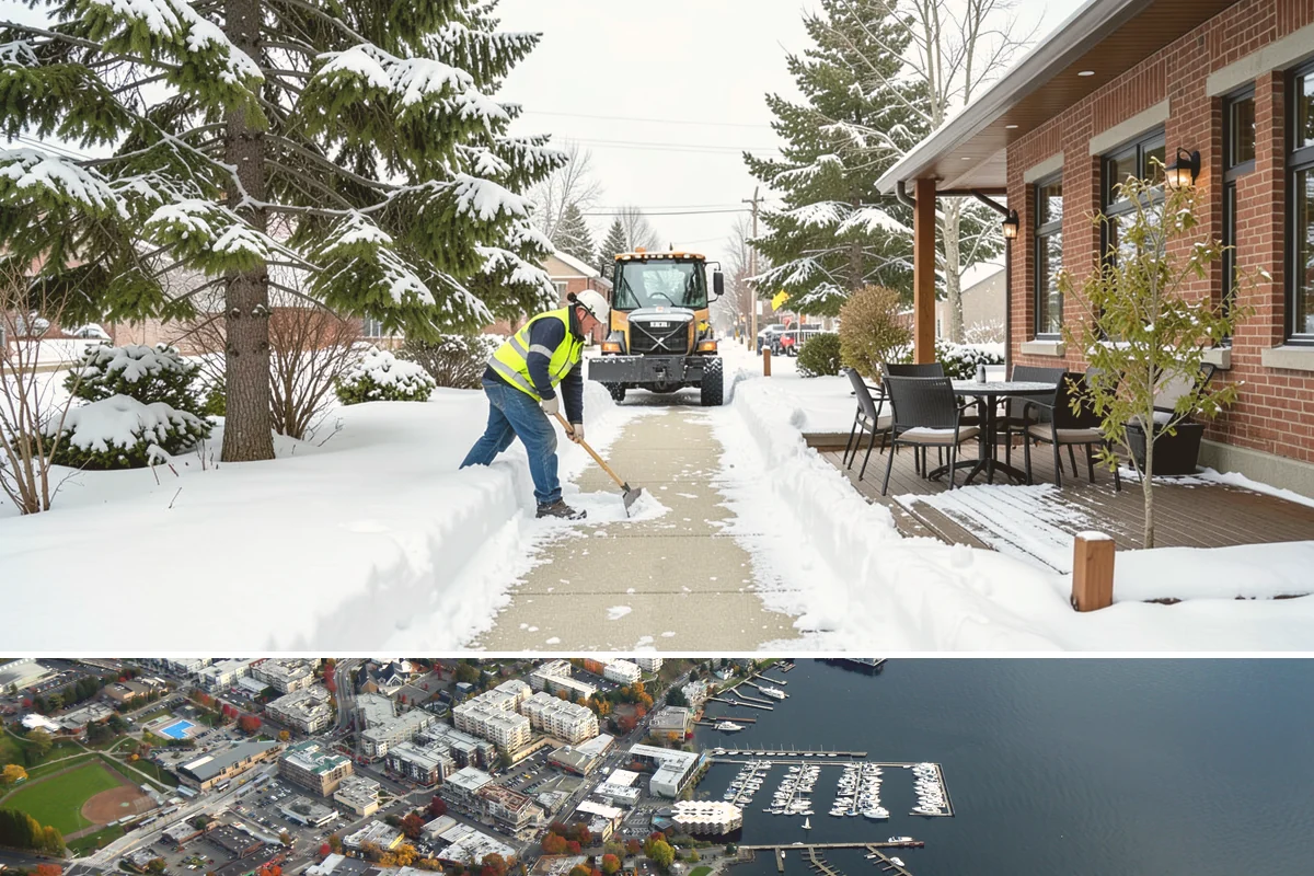 HOA Sidewalk Clearing in Kirkland, King County, WA - HOA sidewalk clearing runs after each snowfall through the winter season.