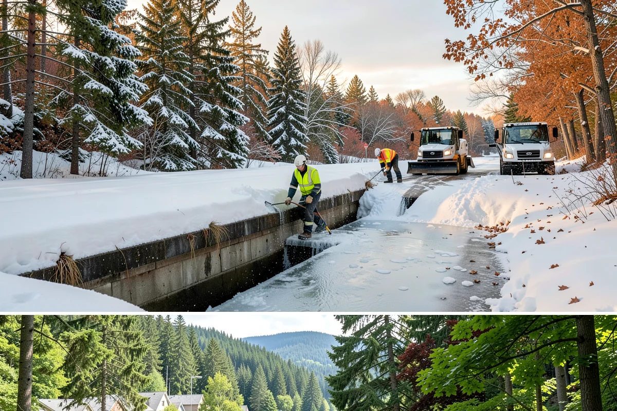 HOA Sidewalk Clearing in Lake Forest Park, King County, WA - HOA sidewalk clearing runs after each snowfall through the winter season.