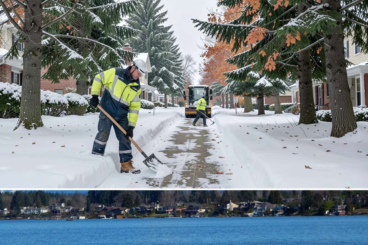 HOA Sidewalk Clearing in Lake Stevens, Snohomish County, WA - HOA sidewalk clearing runs after each snowfall through the winter season.